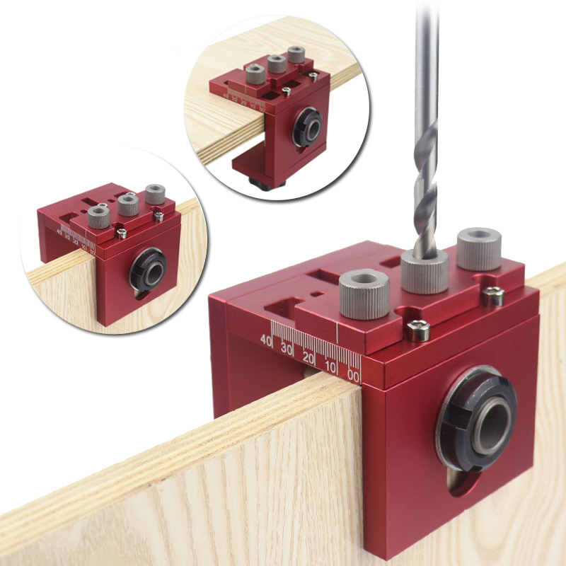 Pocket Hole Jig - Abnehmbares 3-in-1-Dübellehren-Set, Bohrführung, Locator, Locher, Taschenlochlehre
