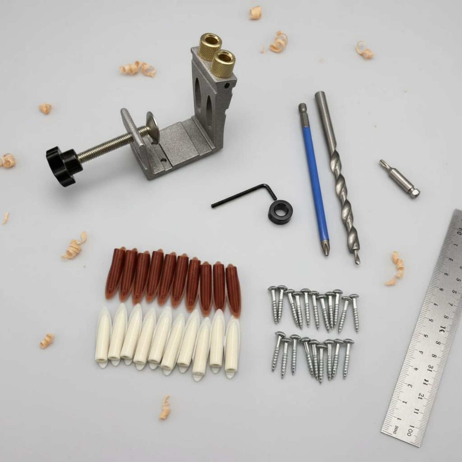 Pocket Hole Jig - 47-teilige Winkelbohrlehre für starke Verbindungen, Taschenlochlehre,