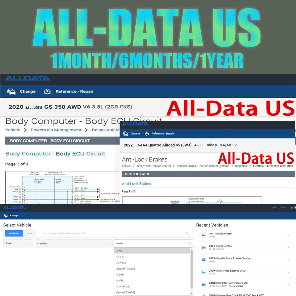 Workshop Tools Diagram - NEUES Online-Login-Konto Alldata US Vollversion Schaltpläne