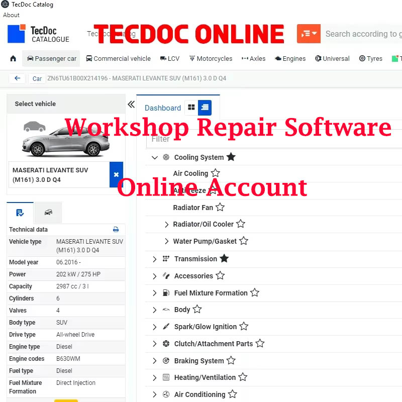 Workshop Tools English - 2026 Online-Konto für Werkstatt-Reparatursoftware für Aut0-data