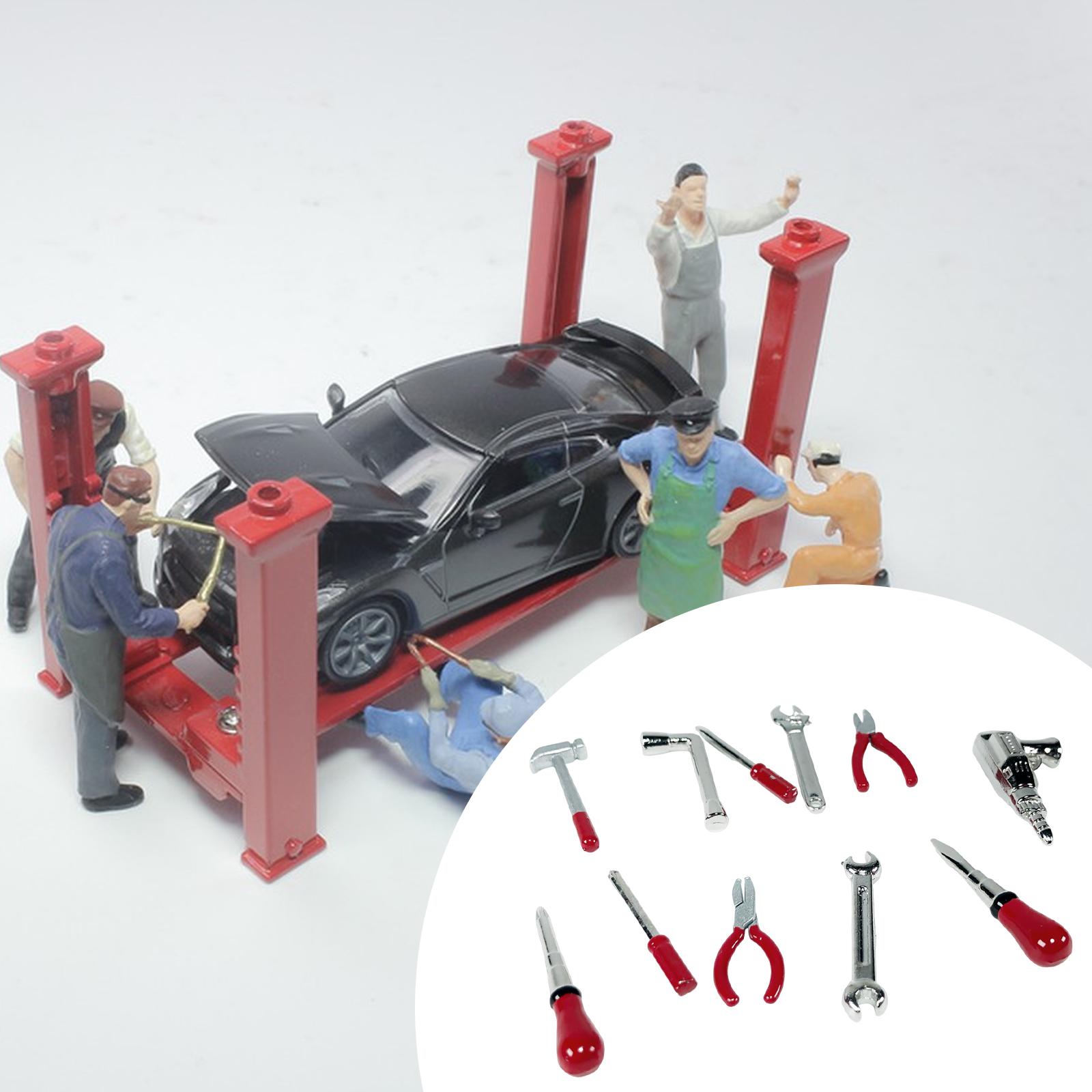 Workshop Tools Toy - 11-teiliges Auto-Reparaturwerkzeug-Set Modelle 1:18 Klassische Realistische