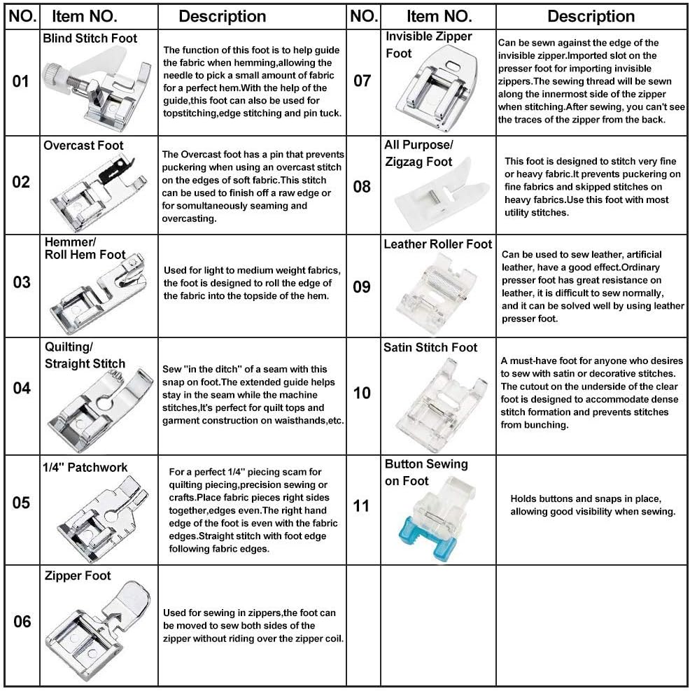 11-teiliges Nähfüßchen-Set - T – Workshop Tools Machine Bewertung und Preis